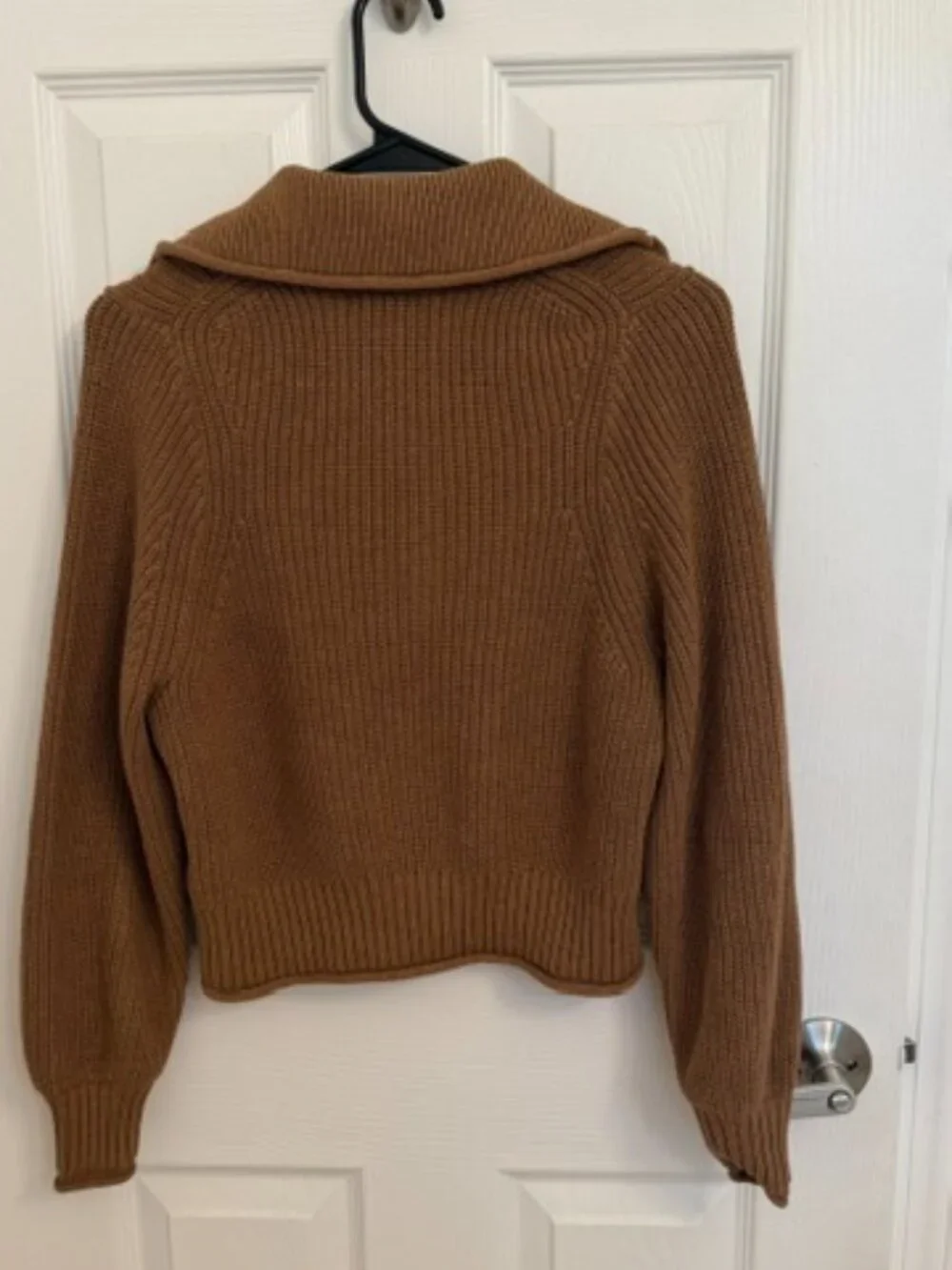 J. Crew Ribbed cotton button-collar sweater Heather Camel XXS